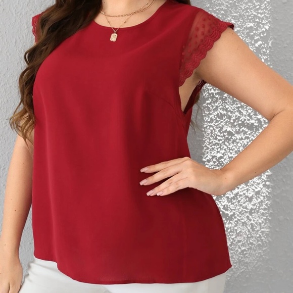 Plus Swiss Dot Ruffle Blouse - Picture 9 of 14